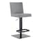 Armen Living Legacy Adjustable Height Swivel Gray Faux Leather and Black Metal Bar Stool LCLGSWBAMBGR - alternate 1
